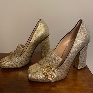 Gucci gold Marmont heels